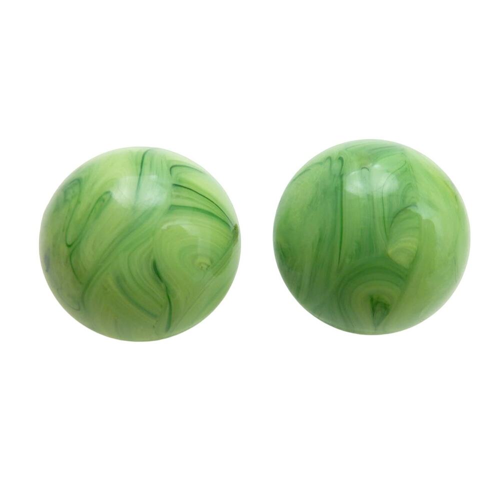 Vogue Clip On Earrings Marbled Green Lucite Resin Domed Button Vintage 60s